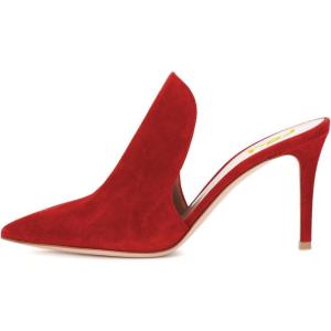 imageFSJ Women Pointed Toe Slide Mule Sandal Slippers Stiletto High Heels Loafers Slip on Backless Shoes 415 M USRed8 Cm