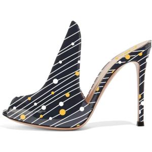imageFSJ Women Pointed Toe Slide Mule Sandal Slippers Stiletto High Heels Loafers Slip on Backless Shoes 415 M USStripeddots