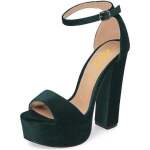 imageFSJ Women Sexy Ankle Strap Platform Sandal Chunky High Heel Open Toe Summer Shoe Size 415 M USDark Teal