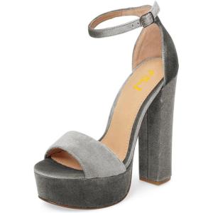imageFSJ Women Sexy Ankle Strap Platform Sandal Chunky High Heel Open Toe Summer Shoe Size 415 M USGrey