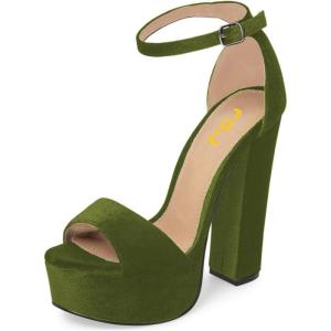 imageFSJ Women Sexy Ankle Strap Platform Sandal Chunky High Heel Open Toe Summer Shoe Size 415 M USOlive