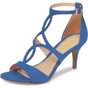 imageFSJ Women Strappy Ankle Strap Sandals Open Toe High Heel Caged Cutout Fashion Ladies Summer Casual Shoes Size 415 USBlue