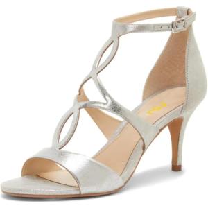 imageFSJ Women Strappy Ankle Strap Sandals Open Toe High Heel Caged Cutout Fashion Ladies Summer Casual Shoes Size 415 USSilver