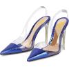 imageFSJ Women Clear High Heel Sandals Slingback Sexy Transparent PVC Pointed Toe Stiletto Heels Slip On Wedding Party Pumps Shoes Size 415 USBlue
