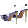 imageFSJ Women Clear High Heel Sandals Slingback Sexy Transparent PVC Pointed Toe Stiletto Heels Slip On Wedding Party Pumps Shoes Size 415 USBlue