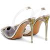 imageFSJ Women Clear High Heel Sandals Slingback Sexy Transparent PVC Pointed Toe Stiletto Heels Slip On Wedding Party Pumps Shoes Size 415 USGold Butterfly