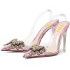 imageFSJ Women Clear High Heel Sandals Slingback Sexy Transparent PVC Pointed Toe Stiletto Heels Slip On Wedding Party Pumps Shoes Size 415 USPink Butterfly