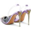 imageFSJ Women Clear High Heel Sandals Slingback Sexy Transparent PVC Pointed Toe Stiletto Heels Slip On Wedding Party Pumps Shoes Size 415 USPurple Butterfly