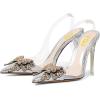 imageFSJ Women Clear High Heel Sandals Slingback Sexy Transparent PVC Pointed Toe Stiletto Heels Slip On Wedding Party Pumps Shoes Size 415 USSilver Butterfly