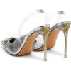 imageFSJ Women Clear High Heel Sandals Slingback Sexy Transparent PVC Pointed Toe Stiletto Heels Slip On Wedding Party Pumps Shoes Size 415 USSilver Butterfly