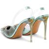 imageFSJ Women Clear High Heel Sandals Slingback Sexy Transparent PVC Pointed Toe Stiletto Heels Slip On Wedding Party Pumps Shoes Size 415 USSpearmint Butterfly