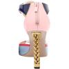 imageFSJ Women Multicolor Sandals Gold Metal Chain Thick High Heel Open Peep Toe T Strappy Ankle Strap Back Zipper Ladies Comfy Summer Dress Shoes 415 USMulticolored 3