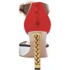 imageFSJ Women Multicolor Sandals Gold Metal Chain Thick High Heel Open Peep Toe T Strappy Ankle Strap Back Zipper Ladies Comfy Summer Dress Shoes 415 USWhite Red