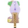 imageFSJ Women Multicolor Sandals Gold Metal Chain Thick High Heel Open Peep Toe T Strappy Ankle Strap Back Zipper Ladies Comfy Summer Dress Shoes 415 USYellow Purple