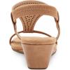imageFSJ Women Open Toe Low Wedge Heel Sandals TStrap Comfy Padded Sole Ankle Strap Casual Beach Travel Summer Sandals Size 415 USLight Brown