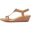imageFSJ Women Open Toe Low Wedge Heel Sandals TStrap Comfy Padded Sole Ankle Strap Casual Beach Travel Summer Sandals Size 415 USLight Brown