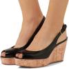 imageFSJ Women Peep Toe High Heel Wedge Sandals Slip on Cork Pumps Slingback Platform Slide Casual Party Dress Shoes Size 415 USBlack