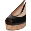 imageFSJ Women Peep Toe High Heel Wedge Sandals Slip on Cork Pumps Slingback Platform Slide Casual Party Dress Shoes Size 415 USBlack