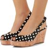 imageFSJ Women Peep Toe High Heel Wedge Sandals Slip on Cork Pumps Slingback Platform Slide Casual Party Dress Shoes Size 415 USBlack Polka Dots