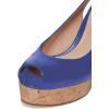imageFSJ Women Peep Toe High Heel Wedge Sandals Slip on Cork Pumps Slingback Platform Slide Casual Party Dress Shoes Size 415 USBlue