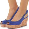 imageFSJ Women Peep Toe High Heel Wedge Sandals Slip on Cork Pumps Slingback Platform Slide Casual Party Dress Shoes Size 415 USBlue