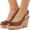 imageFSJ Women Peep Toe High Heel Wedge Sandals Slip on Cork Pumps Slingback Platform Slide Casual Party Dress Shoes Size 415 USBrown