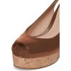 imageFSJ Women Peep Toe High Heel Wedge Sandals Slip on Cork Pumps Slingback Platform Slide Casual Party Dress Shoes Size 415 USBrown
