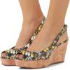 imageFSJ Women Peep Toe High Heel Wedge Sandals Slip on Cork Pumps Slingback Platform Slide Casual Party Dress Shoes Size 415 USButterfly