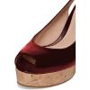 imageFSJ Women Peep Toe High Heel Wedge Sandals Slip on Cork Pumps Slingback Platform Slide Casual Party Dress Shoes Size 415 USDark Red