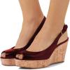 imageFSJ Women Peep Toe High Heel Wedge Sandals Slip on Cork Pumps Slingback Platform Slide Casual Party Dress Shoes Size 415 USDark Red