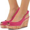 imageFSJ Women Peep Toe High Heel Wedge Sandals Slip on Cork Pumps Slingback Platform Slide Casual Party Dress Shoes Size 415 USDeep Pink