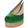 imageFSJ Women Peep Toe High Heel Wedge Sandals Slip on Cork Pumps Slingback Platform Slide Casual Party Dress Shoes Size 415 USGreen