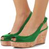 imageFSJ Women Peep Toe High Heel Wedge Sandals Slip on Cork Pumps Slingback Platform Slide Casual Party Dress Shoes Size 415 USGreen