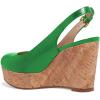 imageFSJ Women Peep Toe High Heel Wedge Sandals Slip on Cork Pumps Slingback Platform Slide Casual Party Dress Shoes Size 415 USGreen