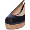 imageFSJ Women Peep Toe High Heel Wedge Sandals Slip on Cork Pumps Slingback Platform Slide Casual Party Dress Shoes Size 415 USNavy