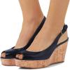 imageFSJ Women Peep Toe High Heel Wedge Sandals Slip on Cork Pumps Slingback Platform Slide Casual Party Dress Shoes Size 415 USNavy