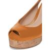 imageFSJ Women Peep Toe High Heel Wedge Sandals Slip on Cork Pumps Slingback Platform Slide Casual Party Dress Shoes Size 415 USOrange