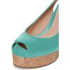 imageFSJ Women Peep Toe High Heel Wedge Sandals Slip on Cork Pumps Slingback Platform Slide Casual Party Dress Shoes Size 415 USTurquoise