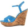 imageFSJ Women Peep Toe Platform Sandals Cork Wedge High Heel Ankle Strap Summer Party Pump Shoes Size 415 USBlue