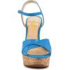 imageFSJ Women Peep Toe Platform Sandals Cork Wedge High Heel Ankle Strap Summer Party Pump Shoes Size 415 USBlue