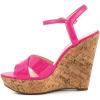 imageFSJ Women Peep Toe Platform Sandals Cork Wedge High Heel Ankle Strap Summer Party Pump Shoes Size 415 USDeep Pink