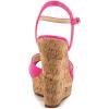 imageFSJ Women Peep Toe Platform Sandals Cork Wedge High Heel Ankle Strap Summer Party Pump Shoes Size 415 USDeep Pink