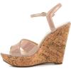 imageFSJ Women Peep Toe Platform Sandals Cork Wedge High Heel Ankle Strap Summer Party Pump Shoes Size 415 USNude