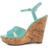 imageFSJ Women Peep Toe Platform Sandals Cork Wedge High Heel Ankle Strap Summer Party Pump Shoes Size 415 USTurquoise