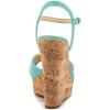 imageFSJ Women Peep Toe Platform Sandals Cork Wedge High Heel Ankle Strap Summer Party Pump Shoes Size 415 USTurquoise