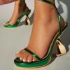 imageFSJ Women Sexy One Strap Open Toe Special Distorted High Heel Sandals Cross Ankle Strap Summer Party Dress Shoes Size 415 USGreen