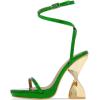 imageFSJ Women Sexy One Strap Open Toe Special Distorted High Heel Sandals Cross Ankle Strap Summer Party Dress Shoes Size 415 USGreen