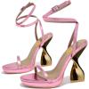imageFSJ Women Sexy One Strap Open Toe Special Distorted High Heel Sandals Cross Ankle Strap Summer Party Dress Shoes Size 415 USPink