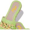imageFSJ Women Sexy Square Open Toe Comfortable Flat Thick Sole Cushion Sandals Fashion Gold Chain Style Slip On Slides Checkered Strap Studded Daily Ladies Summer Shoes Size 415 USGreen