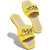imageFSJ Women Sexy Square Open Toe Comfortable Flat Thick Sole Cushion Sandals Fashion Gold Chain Style Slip On Slides Checkered Strap Studded Daily Ladies Summer Shoes Size 415 USYellow